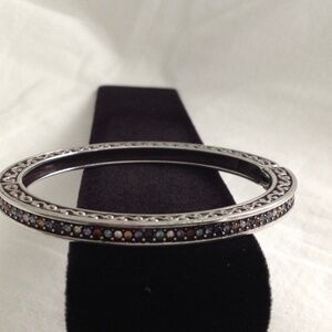 Brighton Silver Bangle Bracelet with Multicolored Accent Stones
